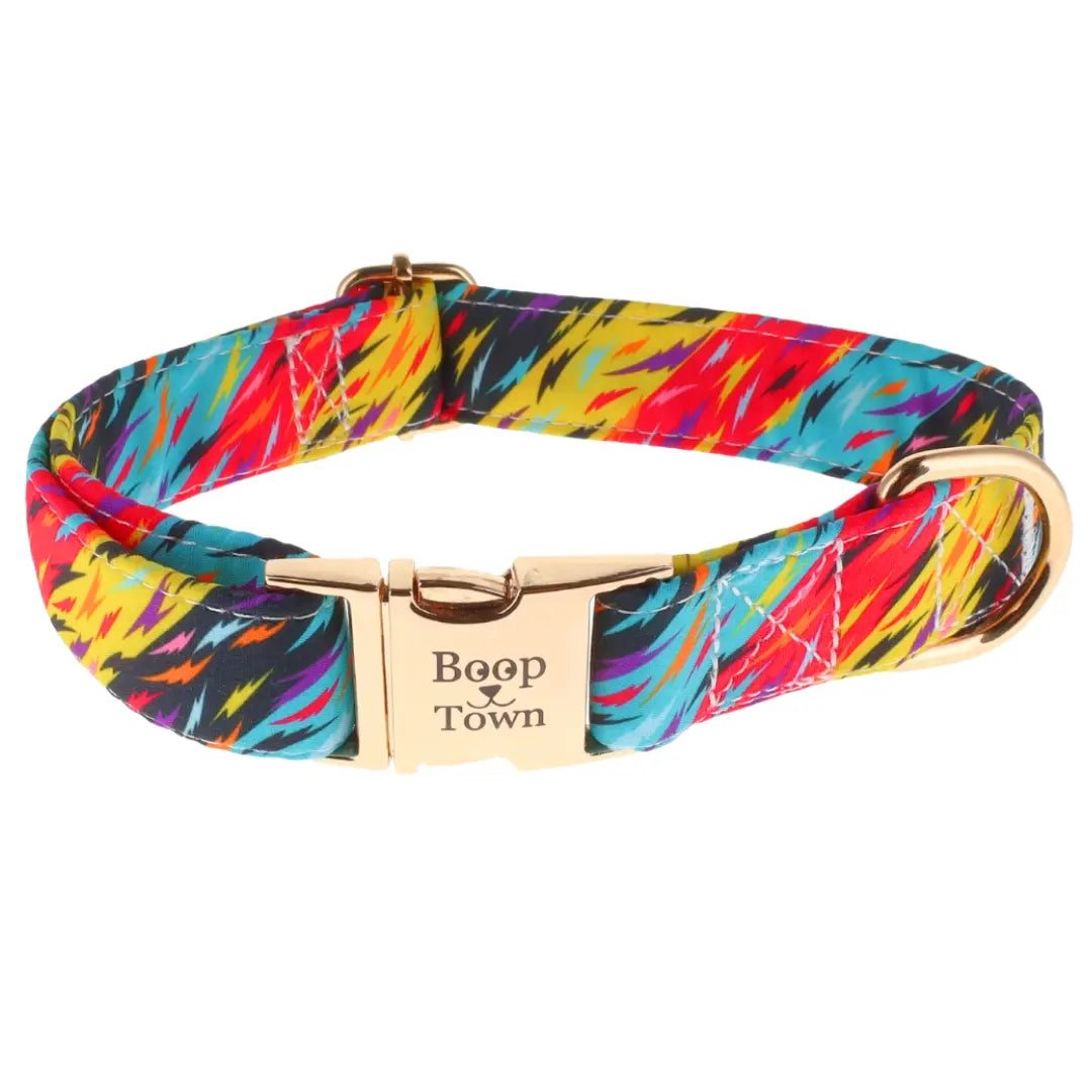 Boop Town Premium Soft Cotton Dog Collar - Anti-Hair Matting with Durable Nylon Core - Quick Release Metal Buckle - Adjustable for XS to XL Dogs