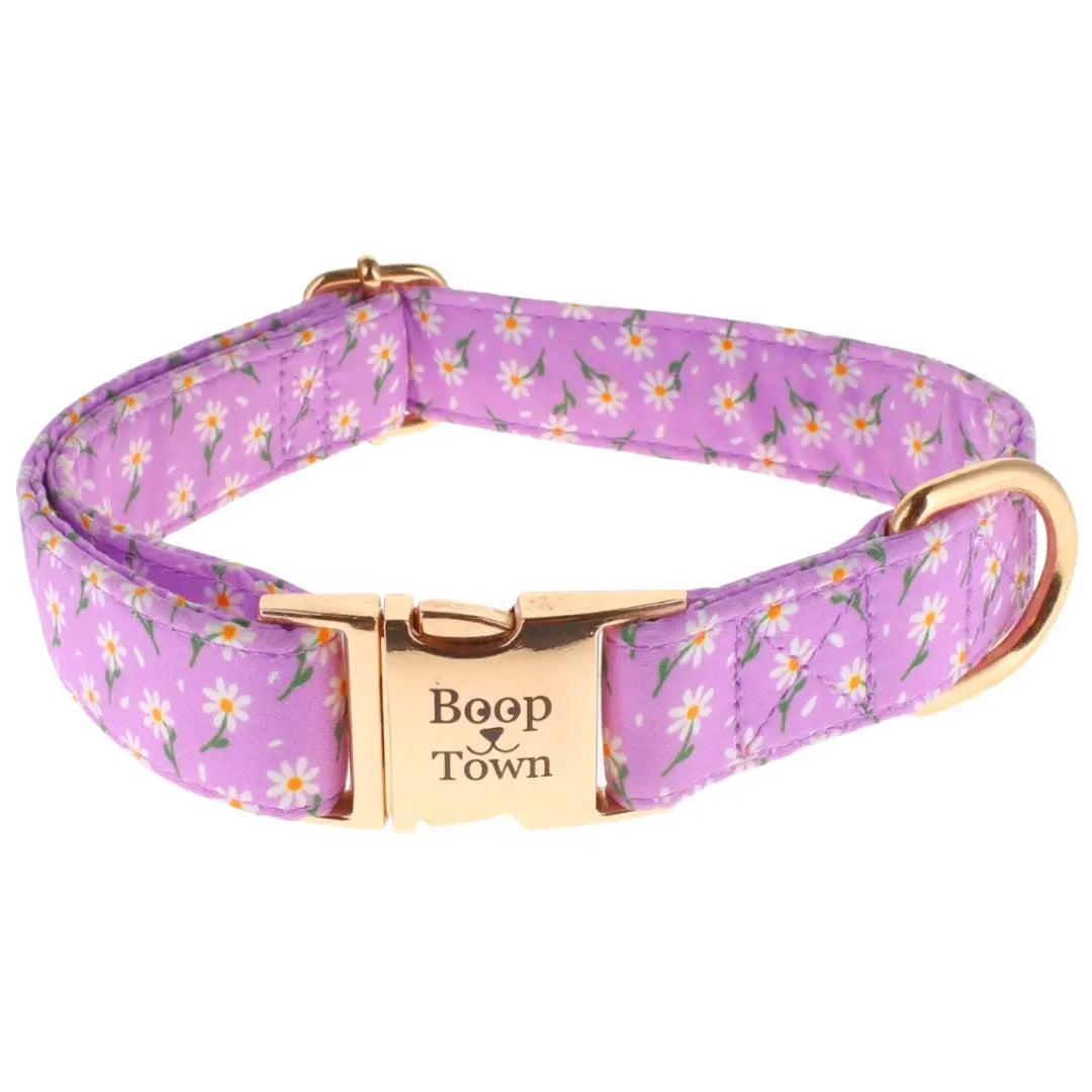 Boop Town Premium Soft Cotton Dog Collar - Anti-Hair Matting with Durable Nylon Core - Quick Release Metal Buckle - Adjustable for XS to XL Dogs