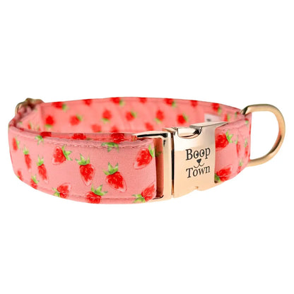Boop Town Premium Soft Cotton Dog Collar - Anti-Hair Matting with Durable Nylon Core - Quick Release Metal Buckle - Adjustable for XS to XL Dogs