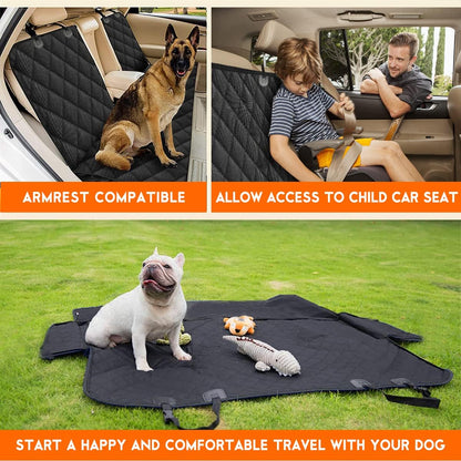 Premium Waterproof Dog Car Seat Cover - Non-Slip Back Seat Protector for Pets, Compatible with Most Cars, SUVs, and Trucks - Black
