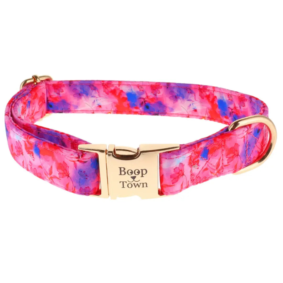 Boop Town Premium Soft Cotton Dog Collar - Anti-Hair Matting with Durable Nylon Core - Quick Release Metal Buckle - Adjustable for XS to XL Dogs