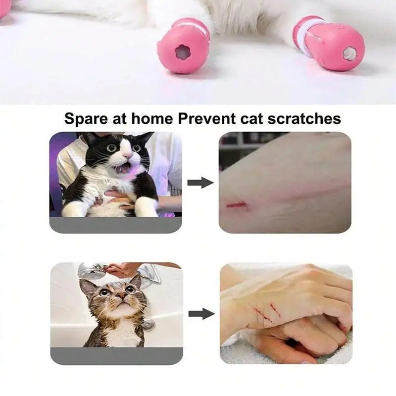 Cat Bathing Footwear – 4 Pairs per Box, Silicone Paw Protectors for Pet Grooming – Safeguards Paws during Baths, Reduces Scratching, Safe and Dependable.