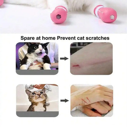 Cat Bathing Footwear – 4 Pairs per Box, Silicone Paw Protectors for Pet Grooming – Safeguards Paws during Baths, Reduces Scratching, Safe and Dependable.