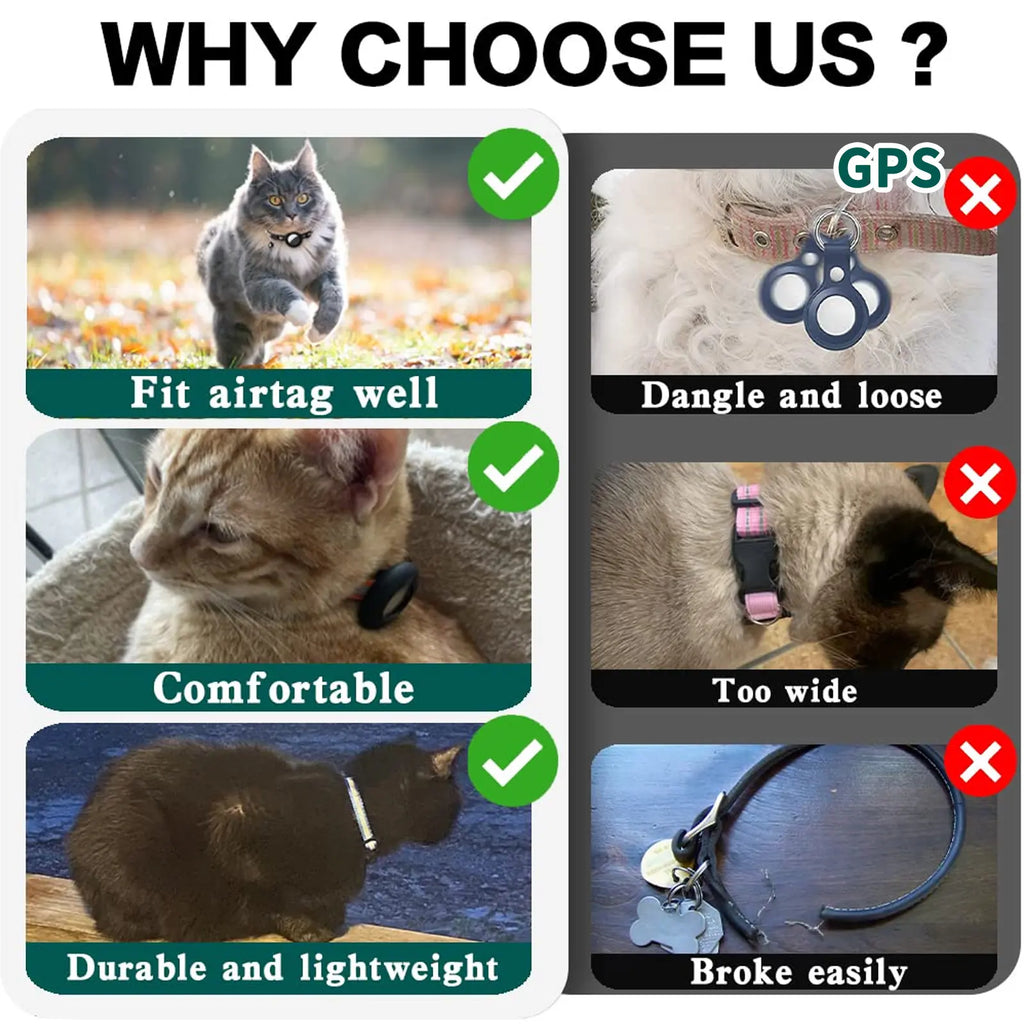 Reflective Breakaway Cat Collar with Bell and GPS Tracker, Adjustable 0.4’’ Width for Kittens and Adult Cats