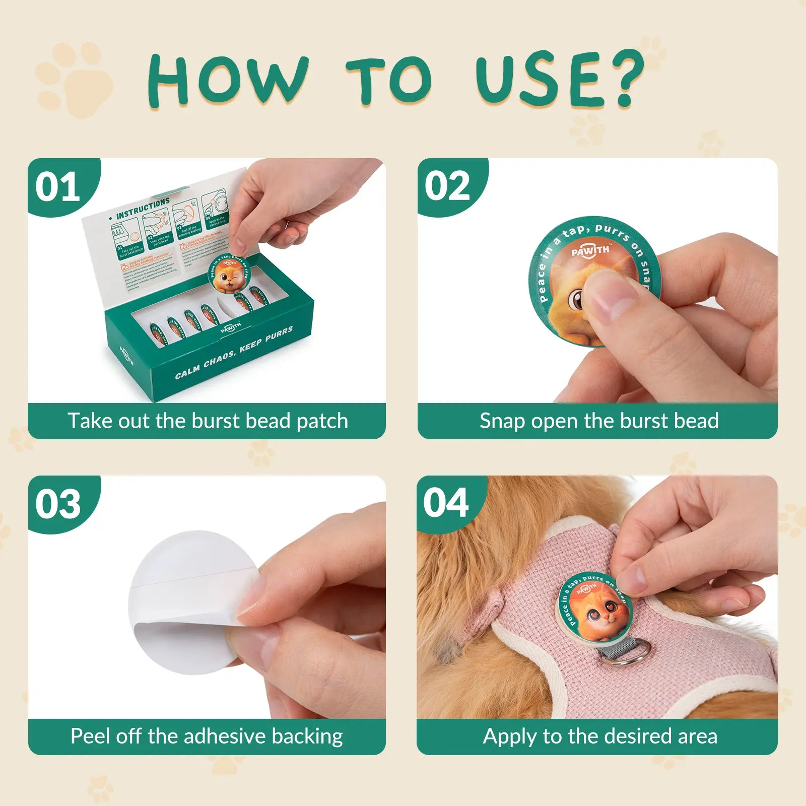 PAWITH Cat Calming Patches (7 Patches per Box) - Long-Lasting Relief for Multi-Cat Households, Travel, and Vet Visits, Reducing Conflicts and Stressful Behaviors for Up to 48 Hours