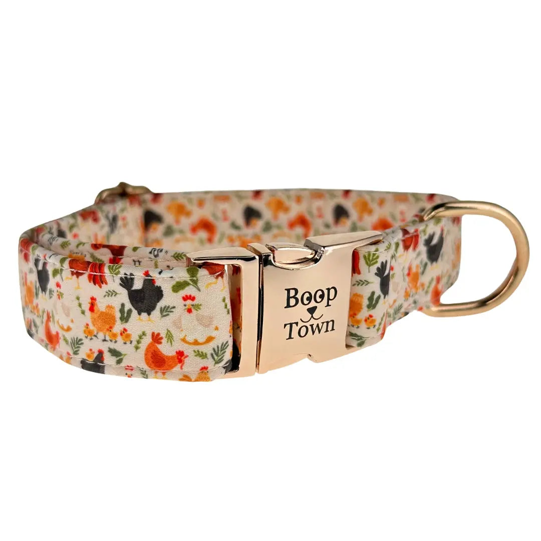 Boop Town Premium Soft Cotton Dog Collar - Anti-Hair Matting with Durable Nylon Core - Quick Release Metal Buckle - Adjustable for XS to XL Dogs
