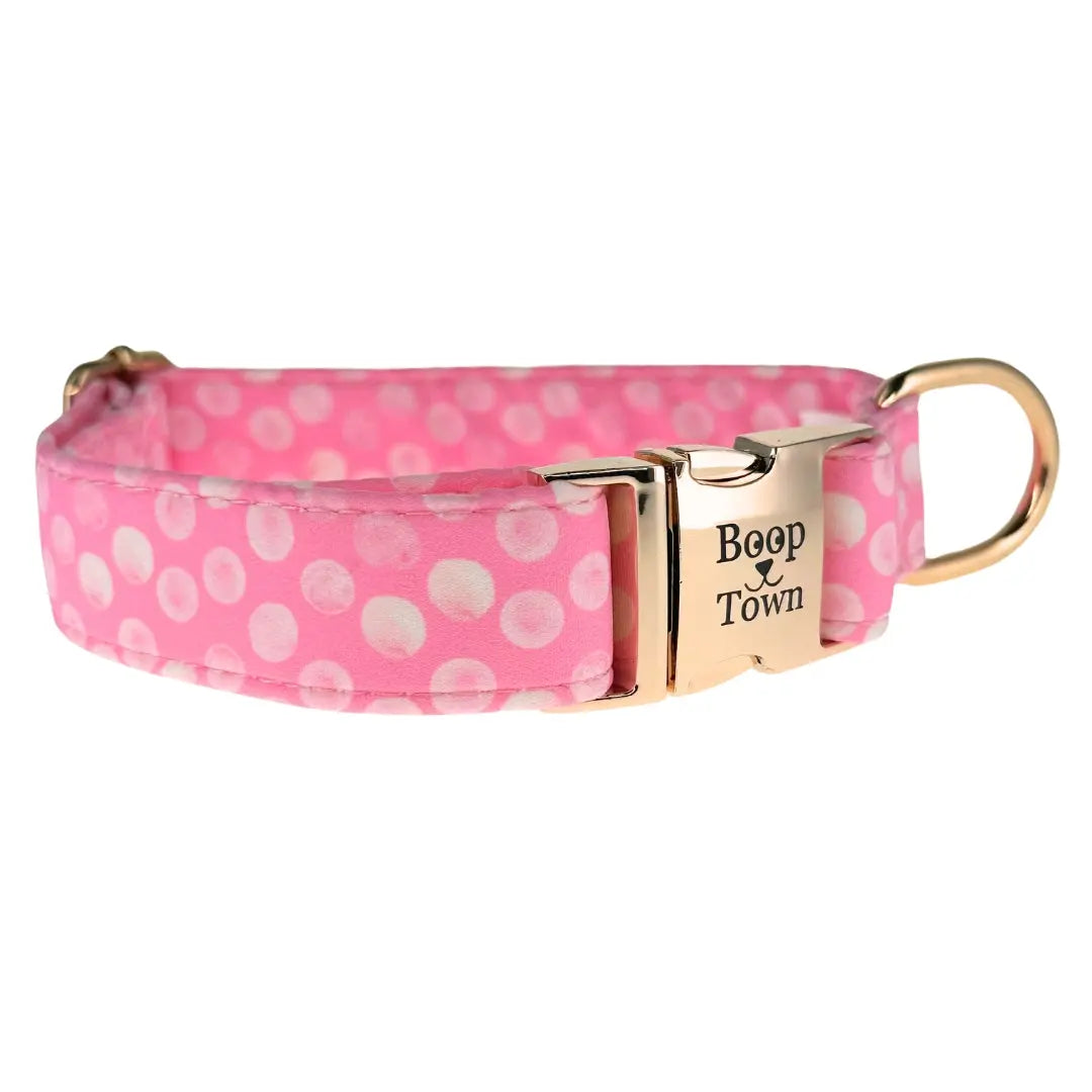 Boop Town Premium Soft Cotton Dog Collar - Anti-Hair Matting with Durable Nylon Core - Quick Release Metal Buckle - Adjustable for XS to XL Dogs