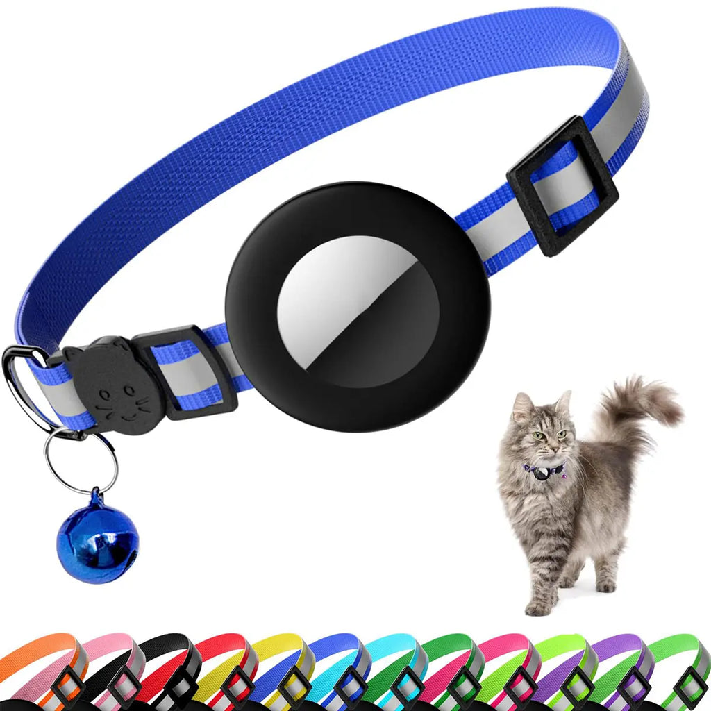 Reflective Breakaway Cat Collar with Bell and GPS Tracker, Adjustable 0.4’’ Width for Kittens and Adult Cats
