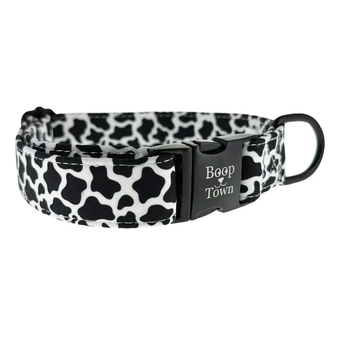 Boop Town Premium Soft Cotton Dog Collar - Anti-Hair Matting with Durable Nylon Core - Quick Release Metal Buckle - Adjustable for XS to XL Dogs