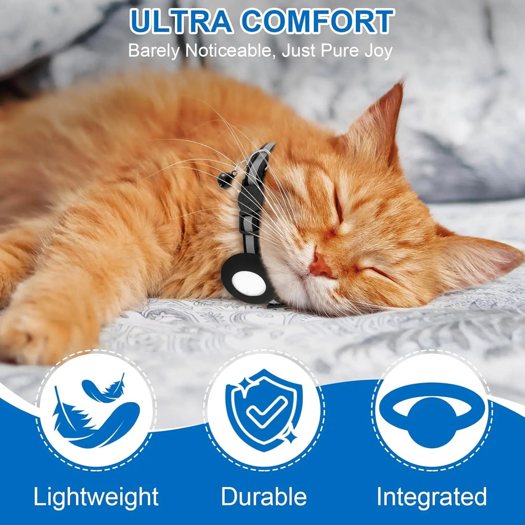 Reflective Breakaway Cat Collar with Bell and GPS Tracker, Adjustable 0.4’’ Width for Kittens and Adult Cats